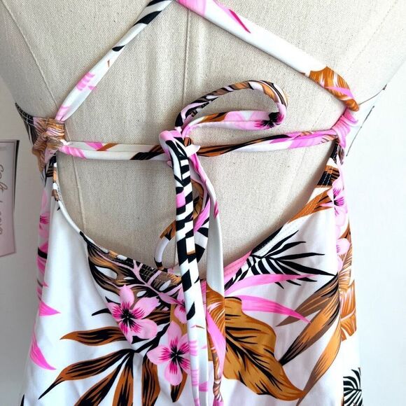 Salt + Cove Tropic Time V-Wire Tankini Top Tropical Print Size S - Picture 9 of 11